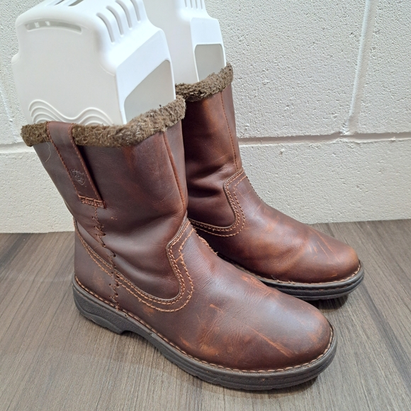 Ariat Fur Lined Western Boots In Women's Size 8 B Brown Leather Comfort Boots - Picture 2 of 8